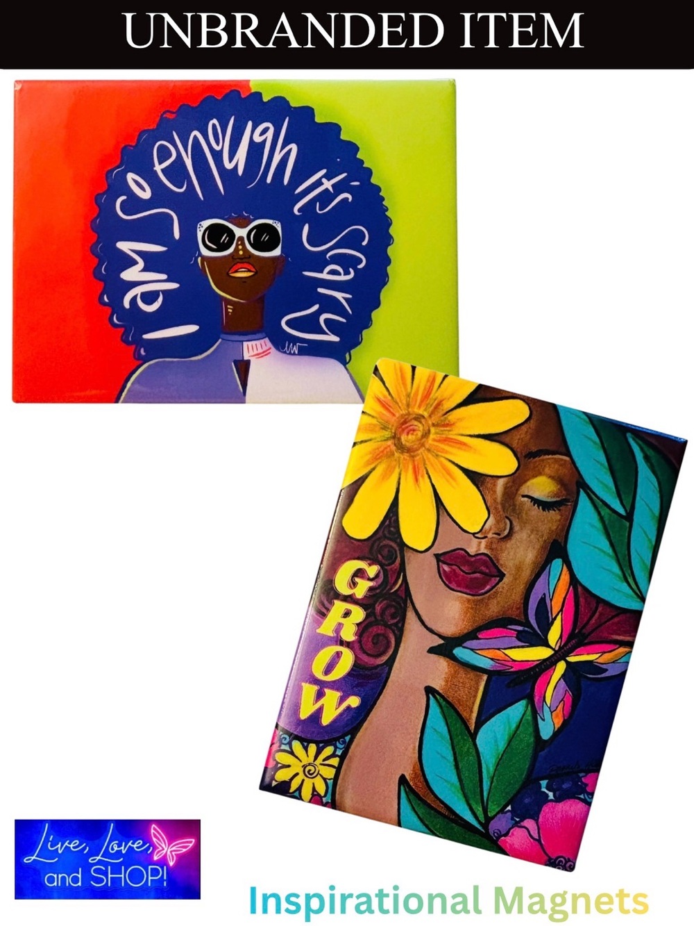 MAGNETS: Colorful Inspirational Magnet Set w/Afrocentric Designs, EUC